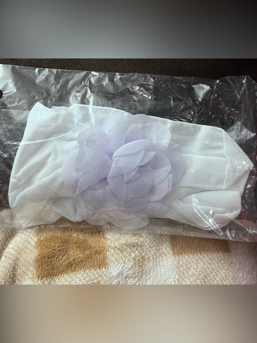 1 PK Baby Girls Floral Stretch Headband, White w/ flower